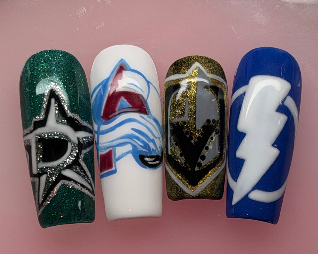 Custom Hockey-Inspired Press-On Nails